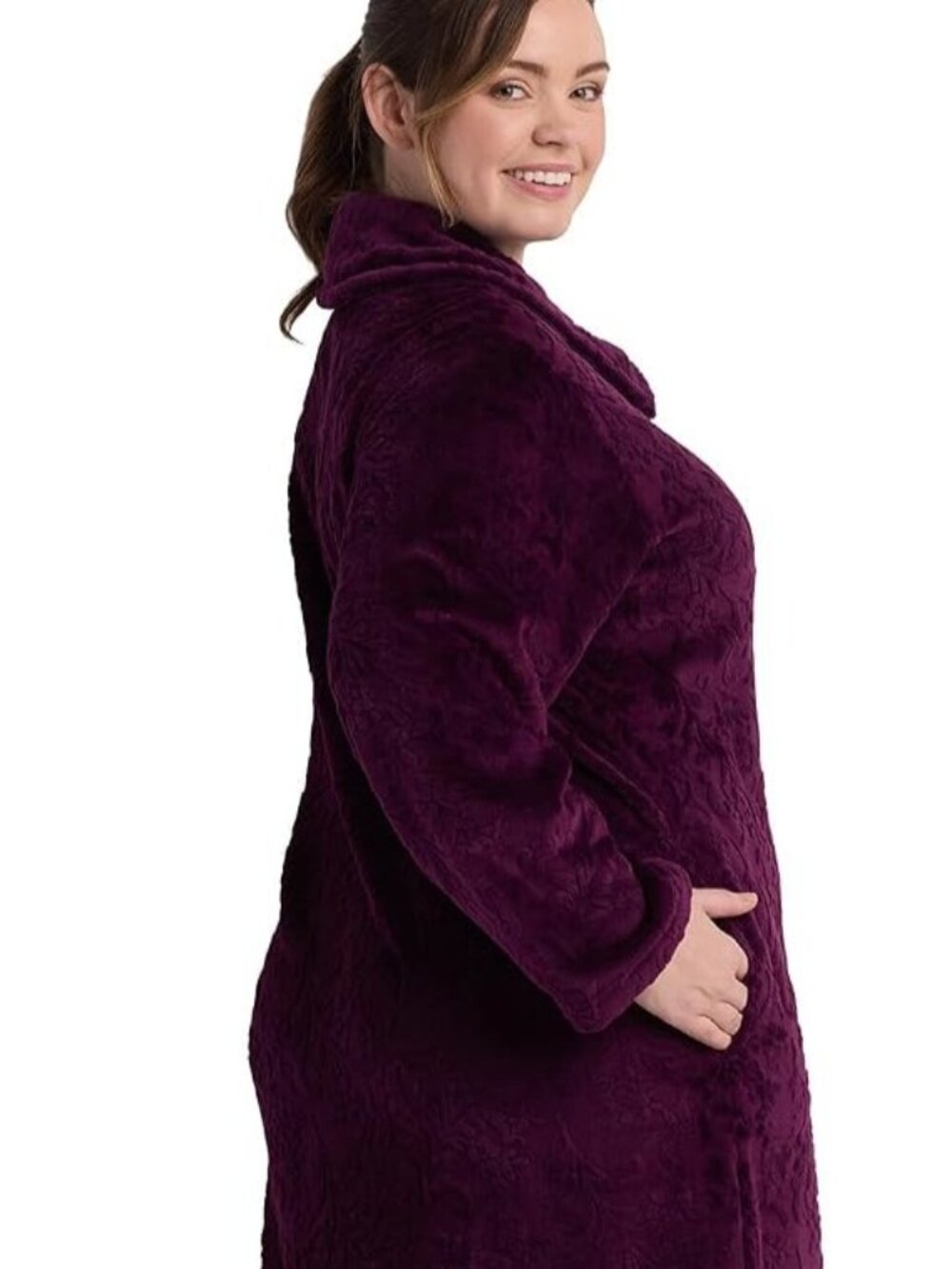 #2461 Miss Elaine Long Fleece Robe, Long Sleeves and Zipper Front Closure